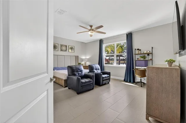 an aerial view of a house