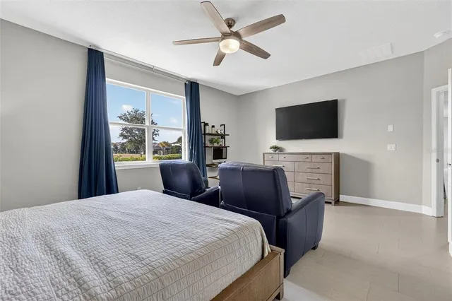 an aerial view of a house with a swimming pool