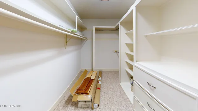 a view of small space with racks on the wall