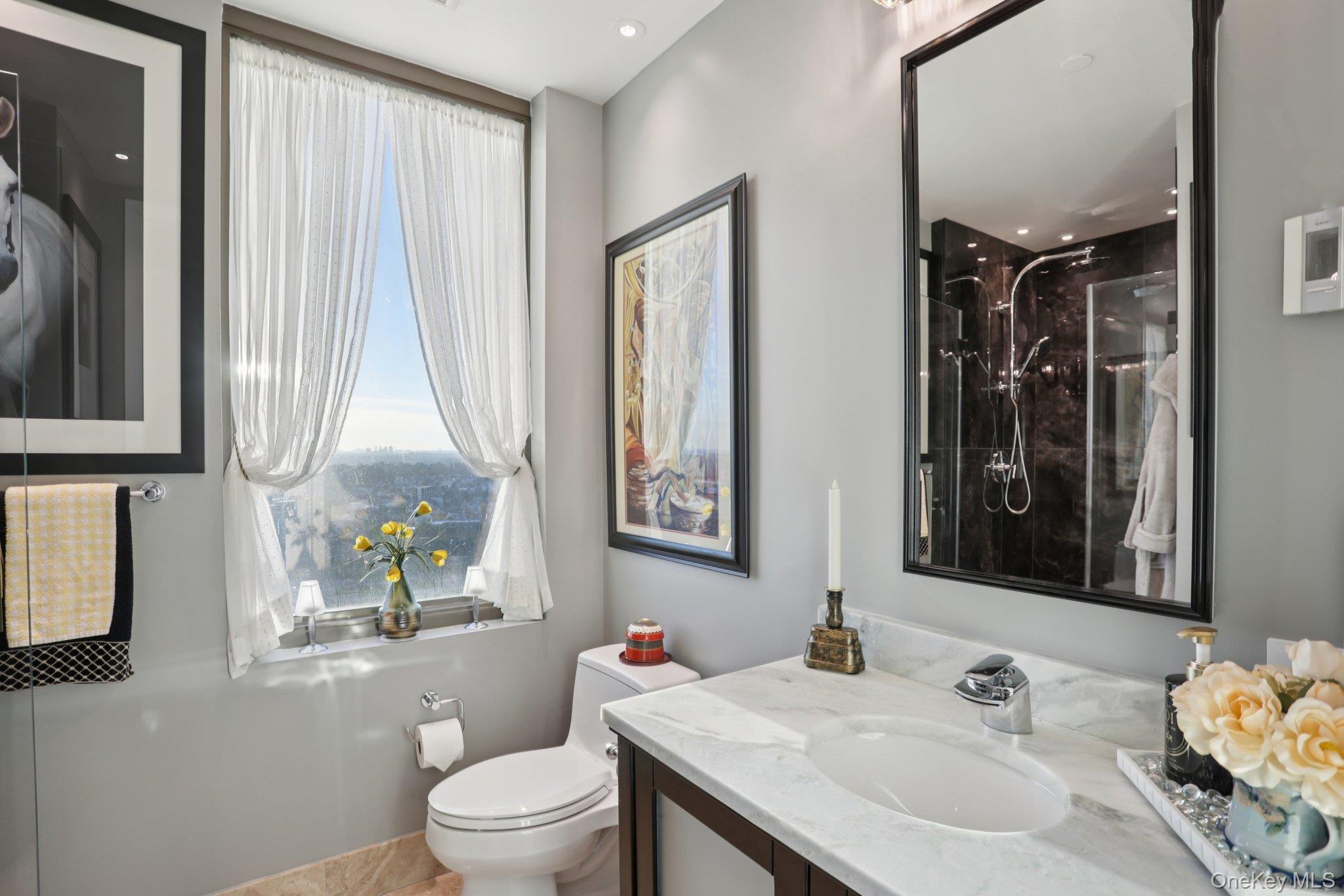 175 Huguenot Street, Unit 2403 New Rochelle, NY 10801 - Photo 22 of 30 a bathroom with a sink vanity mirror and toilet