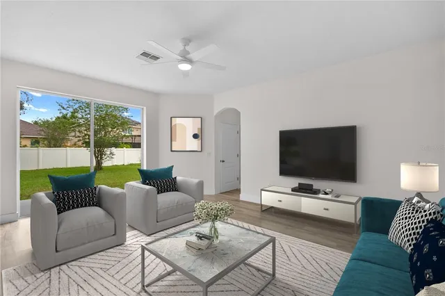 a living room with furniture and a flat screen tv