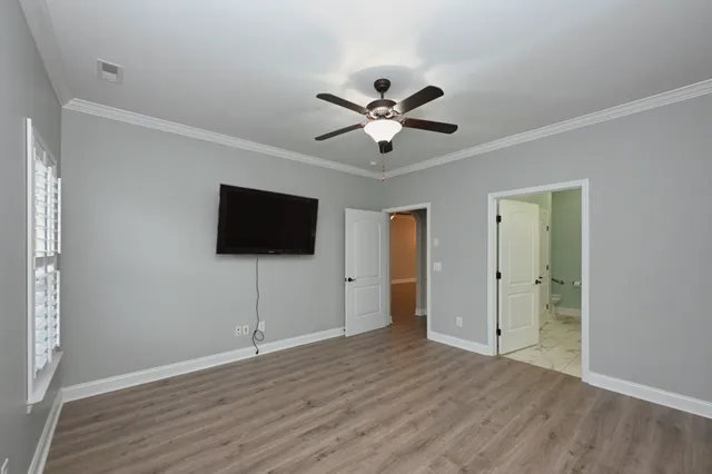a view of a livingroom with a flat screen tv