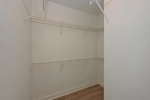 a view of a room with racks on the wall