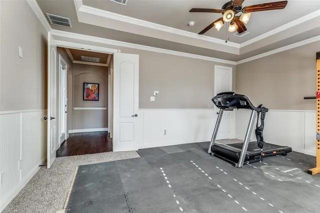 a view of a room with gym equipment