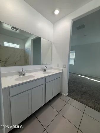 an empty room with a workbench