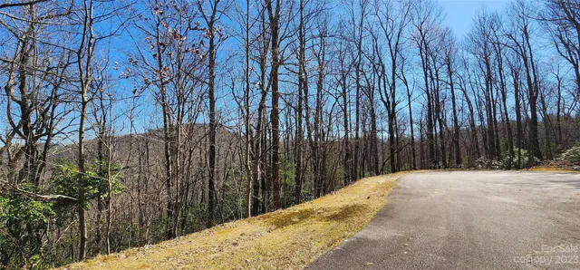a view of wooden fence and trees