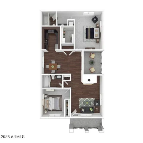 a picture of a room with a bench and cabinets