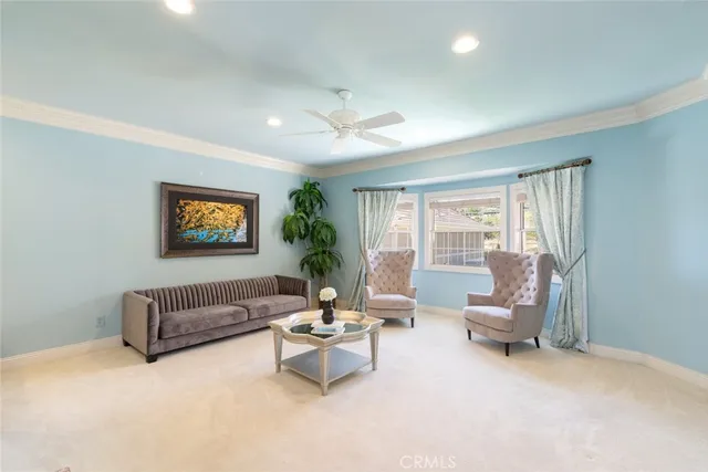 a front view of a building with outdoor space