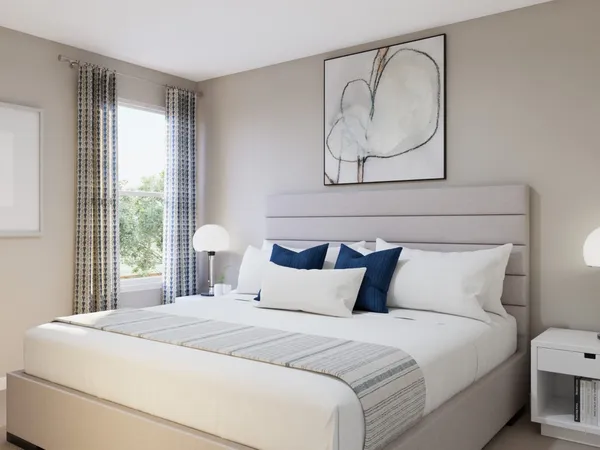 a view of a house with a big yard potted plants and large tree