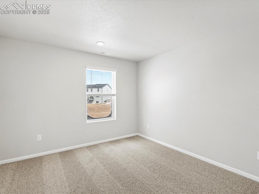 10636 Waterloo Drive Peyton, CO 80831 - Photo 27 of 36 Unfurnished room with visible vents, a textured ceiling, baseboards, and carpet