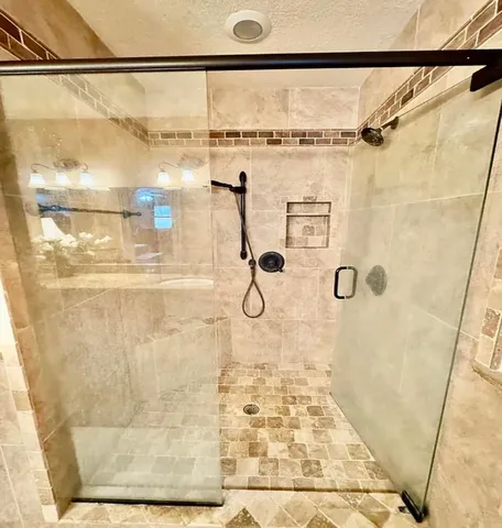 a bathroom with a shower