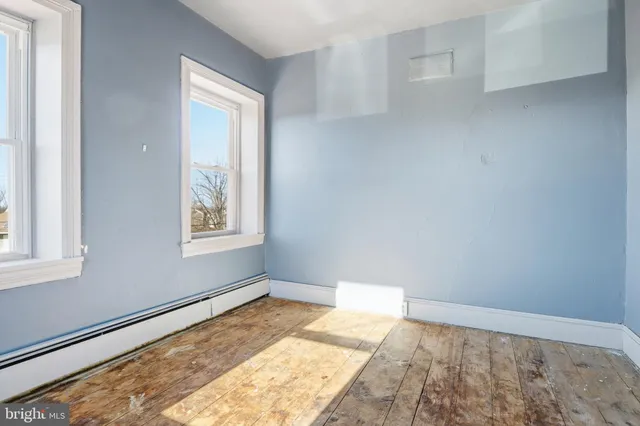 a view of a room with a window