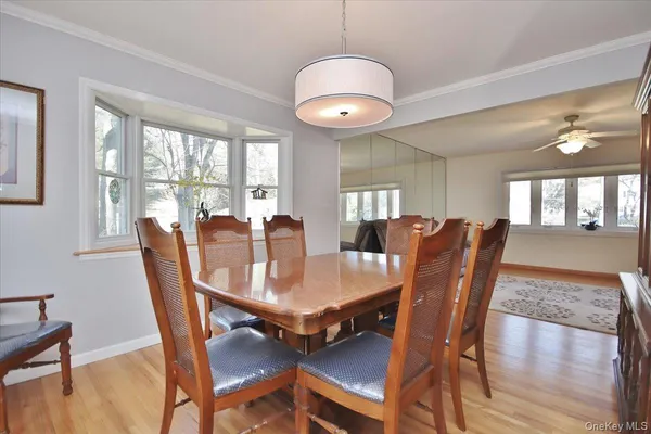 a view of a dining room and livingroom view