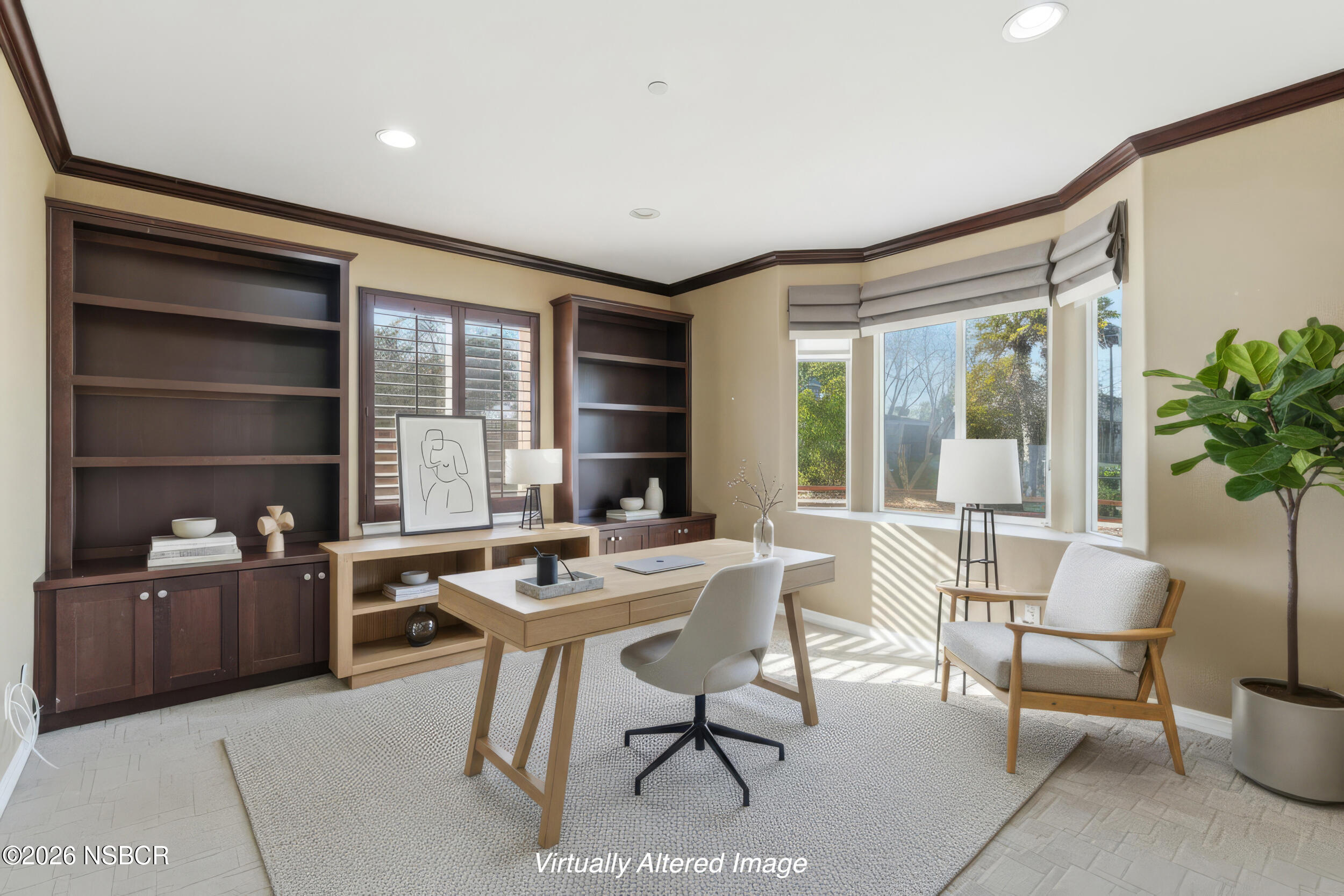 5632 Menemsha Lane Santa Maria, CA 93455 - Photo 24 of 65 a view of a workspace with furniture and a potted plant