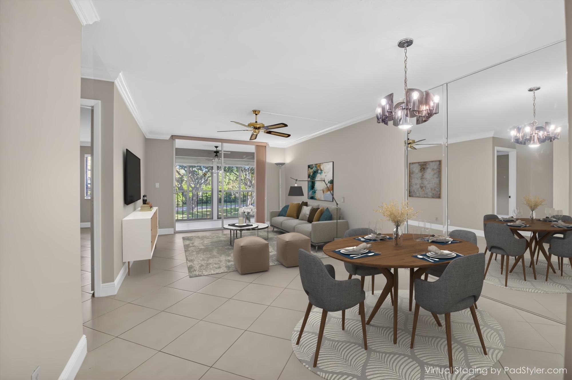 6935 Huntington Lane, Unit 207 Delray Beach, FL 33446 - Photo 8 of 88 a view of a dining room with furniture window and outside view