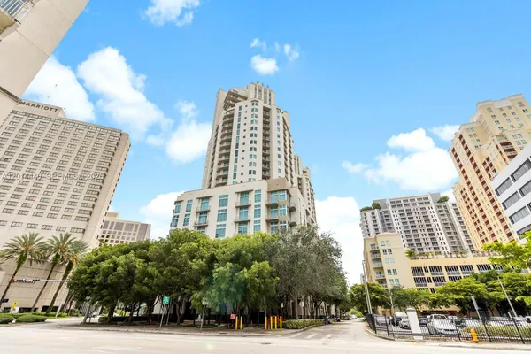 a view of a city with tall buildings