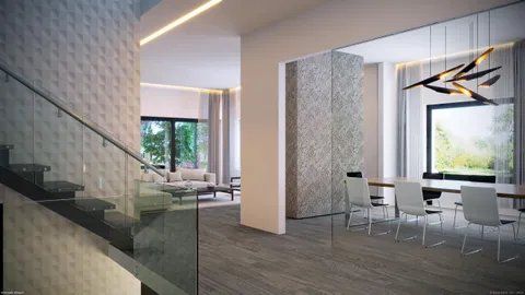 a view of an entryway with wooden floor and door