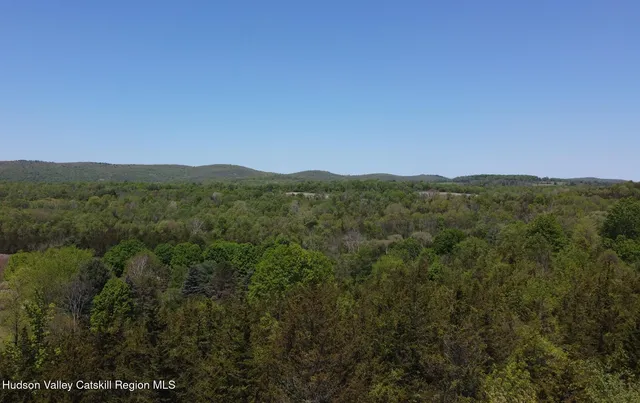 a view of a mountain range with trees in the background