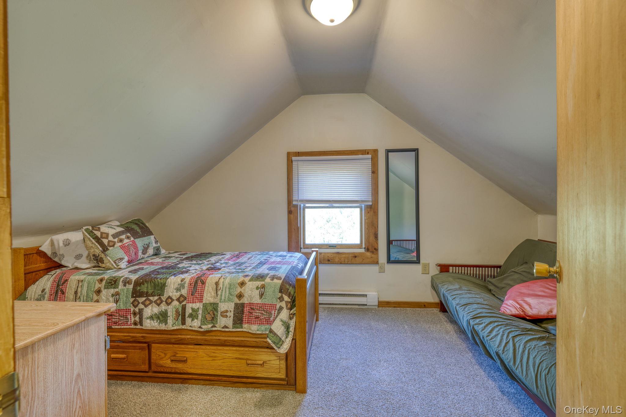 143 Plains Road Walden, NY 12586 - Photo 20 of 36 Bedroom with lofted ceiling, light colored carpet, and baseboard heating