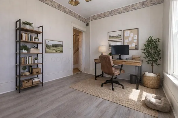 a living room with furniture