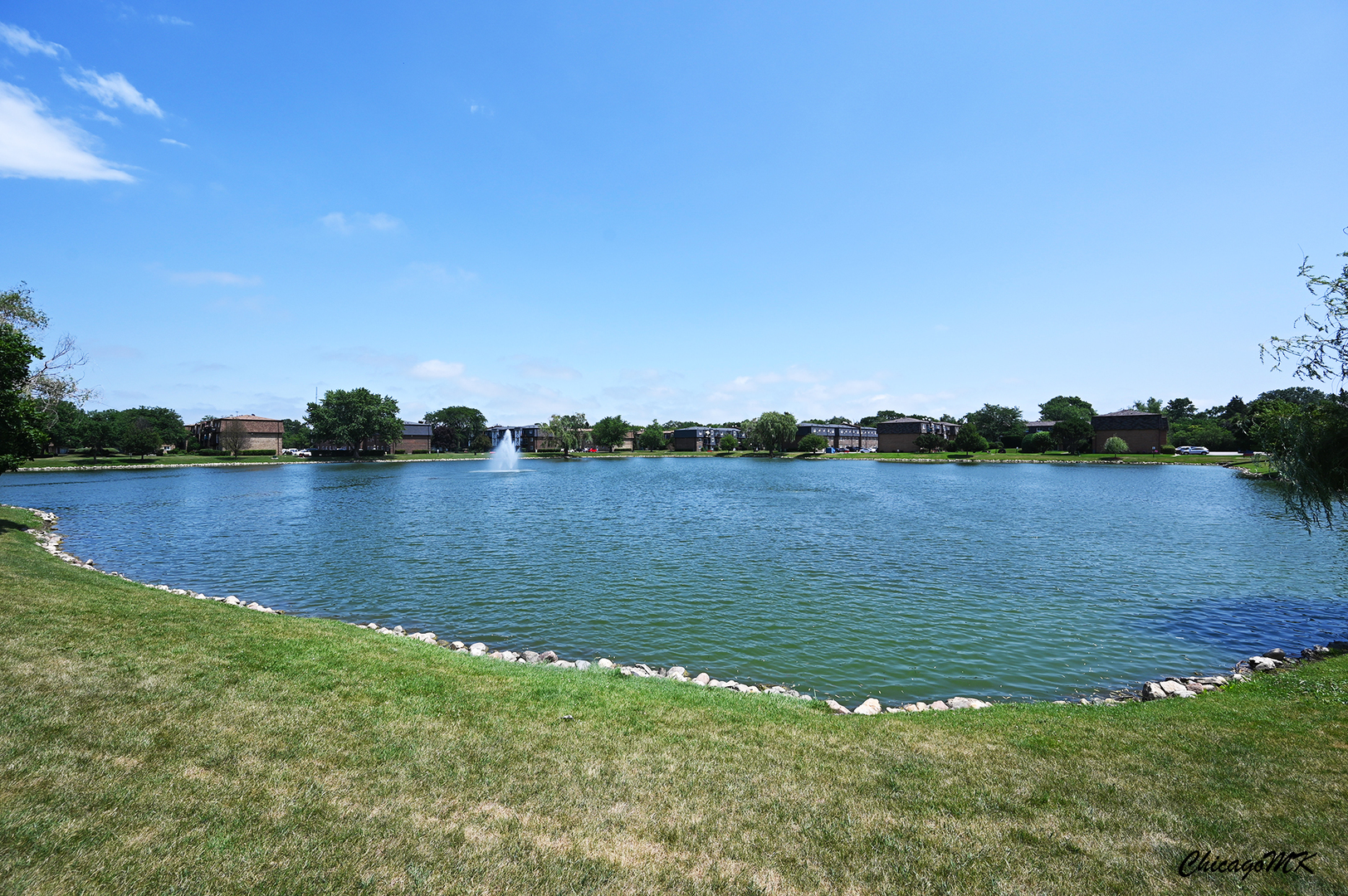 9381 Bay Colony Drive, Unit 3S Des Plaines, IL 60016 - Photo 42 of 43 a view of a lake with houses in the back