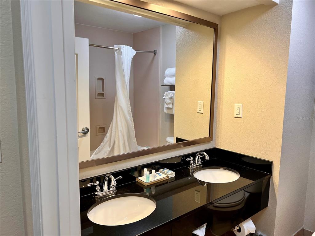 3000 Maingate Lane, Unit 507 Kissimmee, FL 34747 - Photo 4 of 16 a bathroom with a sink and a mirror
