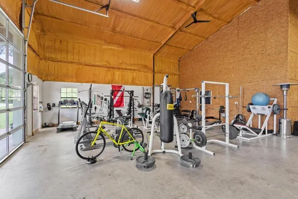 a view of a room with gym equipment