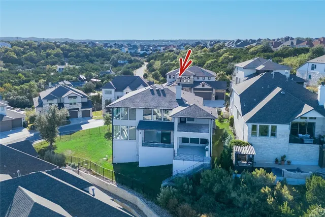 an aerial view of a house