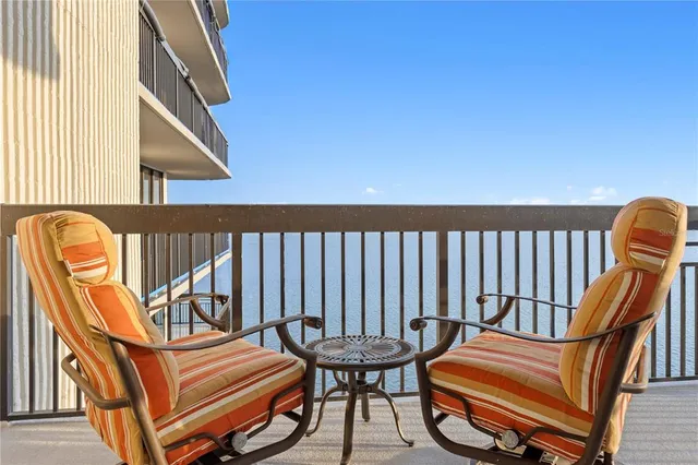 a view of a lake with a city