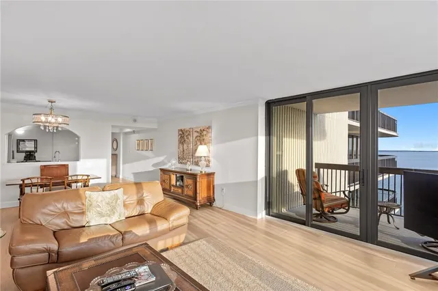 a view of balcony with ocean view