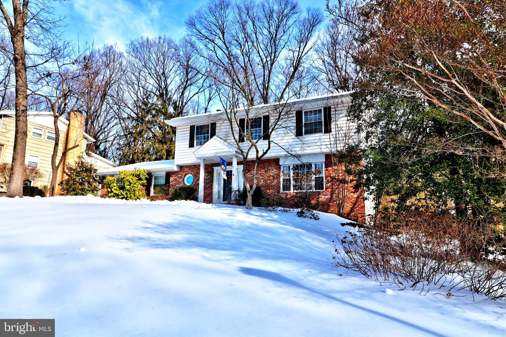 a front view of a house with a yard and trees