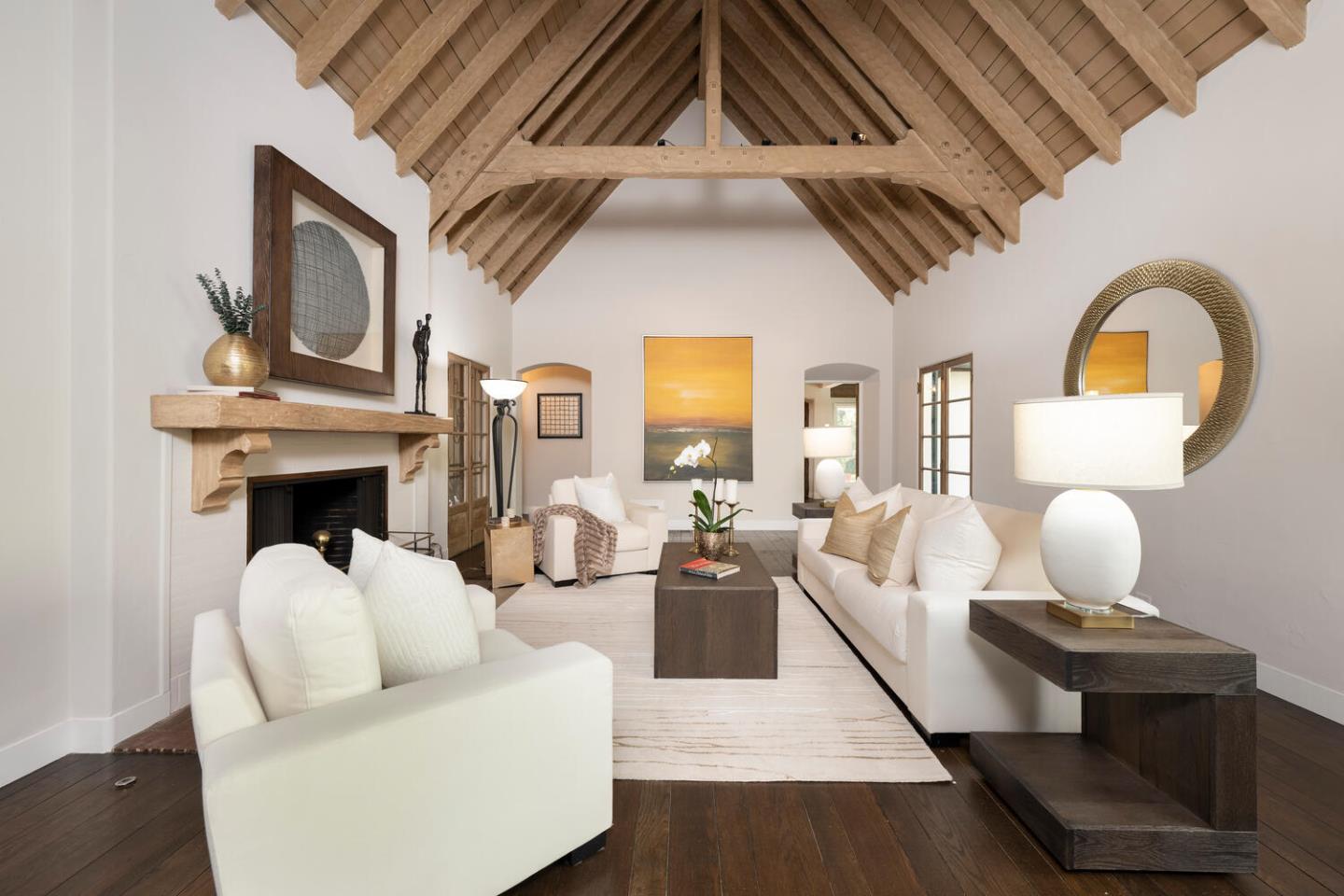 841 Hayne Road Hillsborough, CA 94010 - Photo 21 of 78 a living room with furniture fireplace and flat screen tv