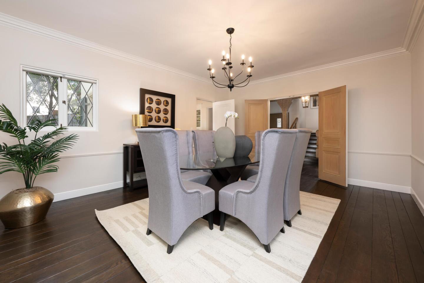 841 Hayne Road Hillsborough, CA 94010 - Photo 27 of 78 a view of a dining room with furniture and wooden floor