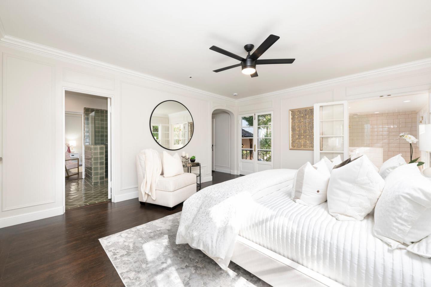 841 Hayne Road Hillsborough, CA 94010 - Photo 35 of 78 a bedroom with a bed a mirror and a window