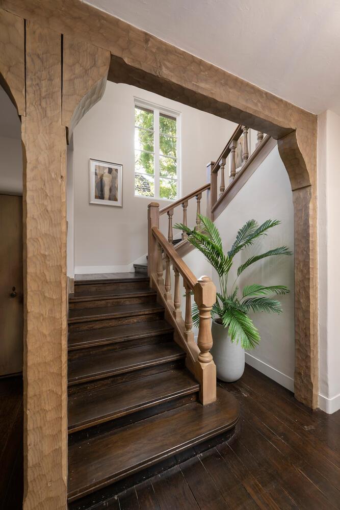 841 Hayne Road Hillsborough, CA 94010 - Photo 41 of 78 a view of entryway with wooden floor and a potted plant