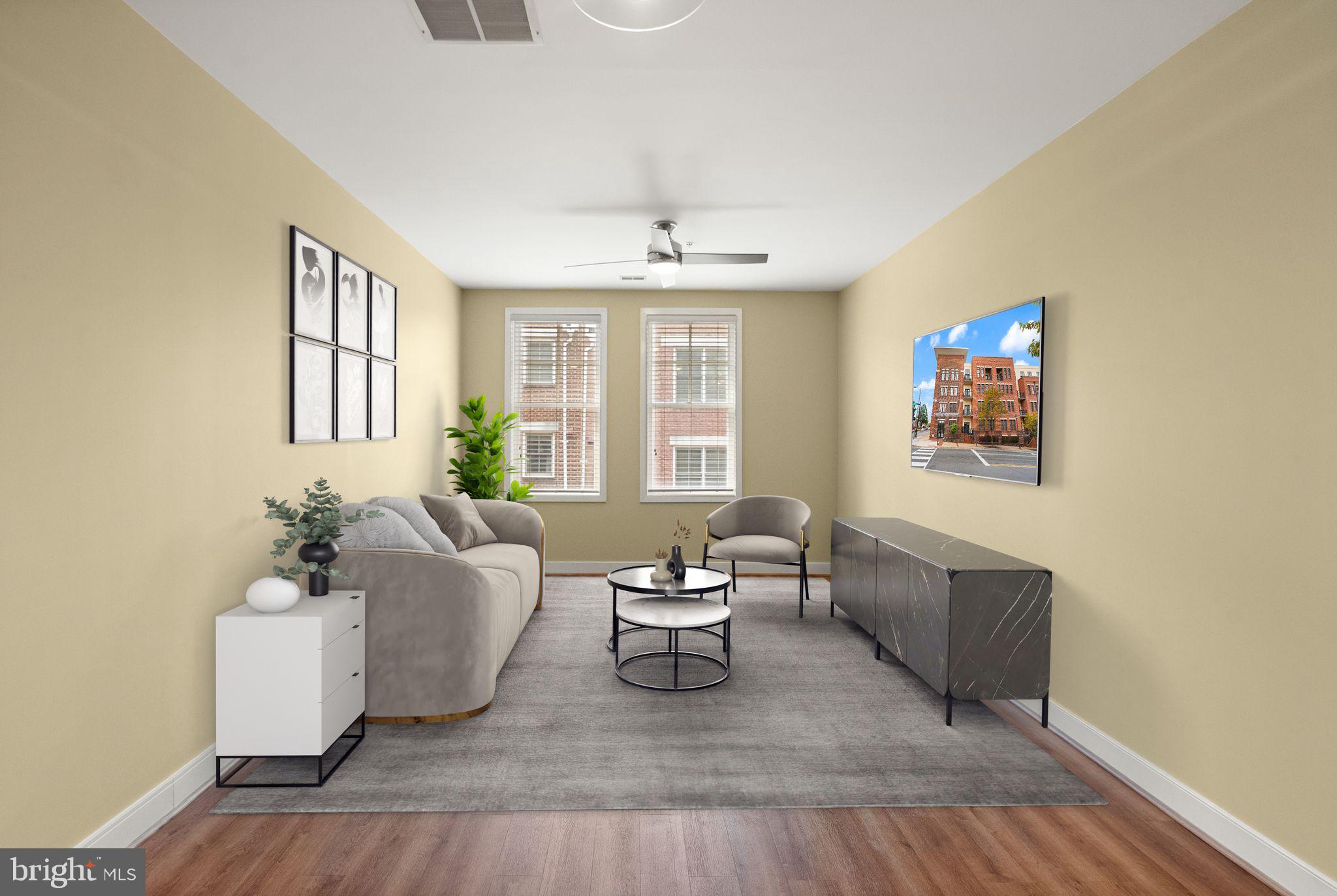 a living room with furniture and window