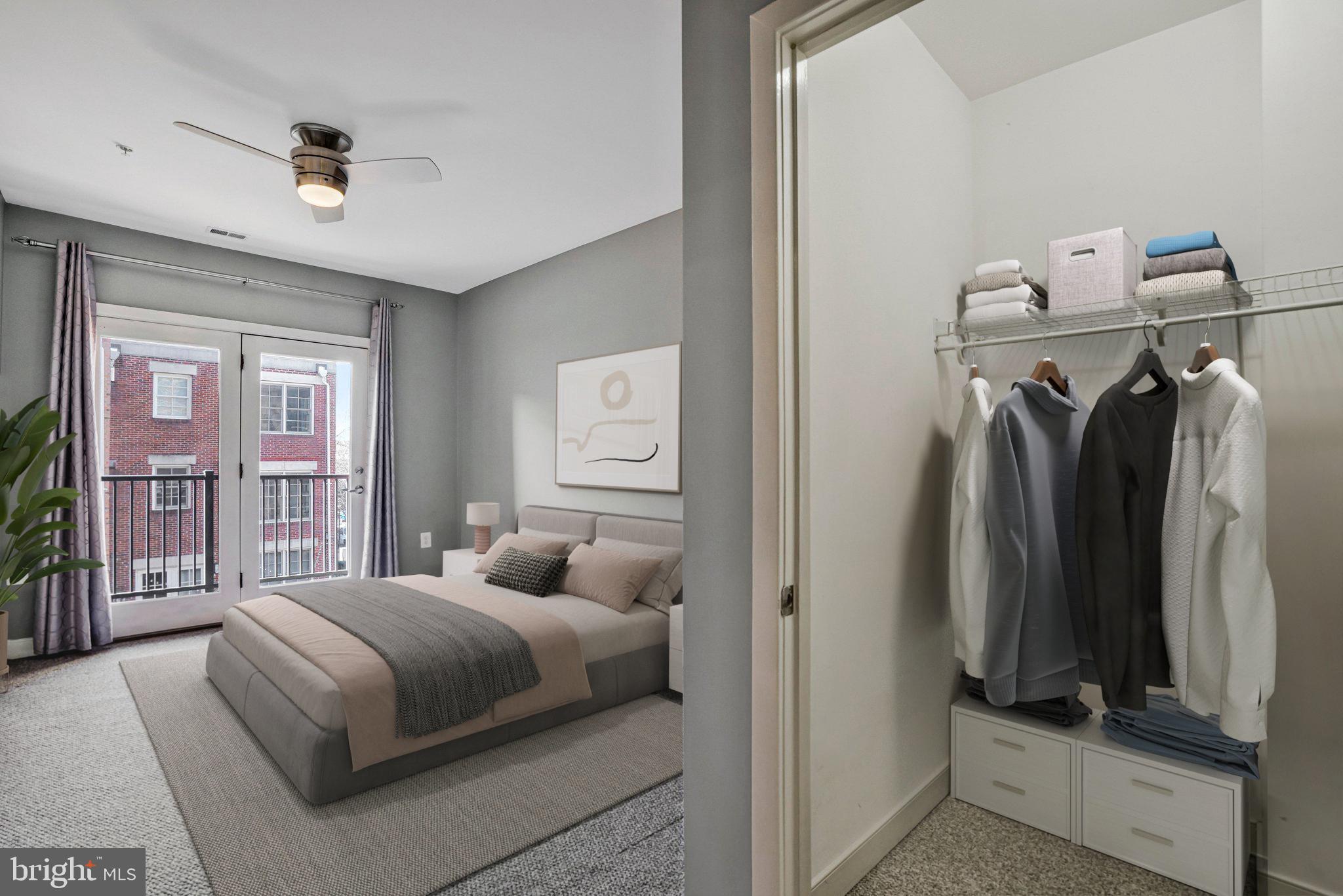 181 East Reed Avenue, Unit 206 Alexandria, VA 22305 - Photo 9 of 37 a bedroom with a bed and a mirror