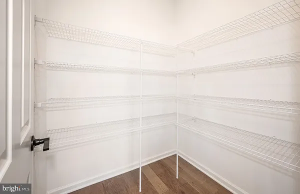 a view of small space with racks on the wall