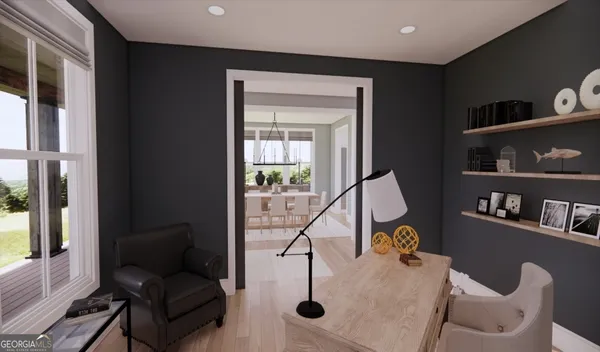 a living room with furniture