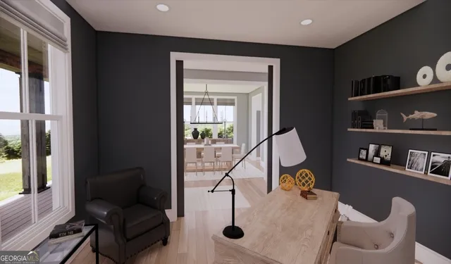 a living room with furniture