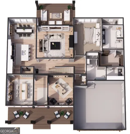 a view of living room with furniture and flat screen tv