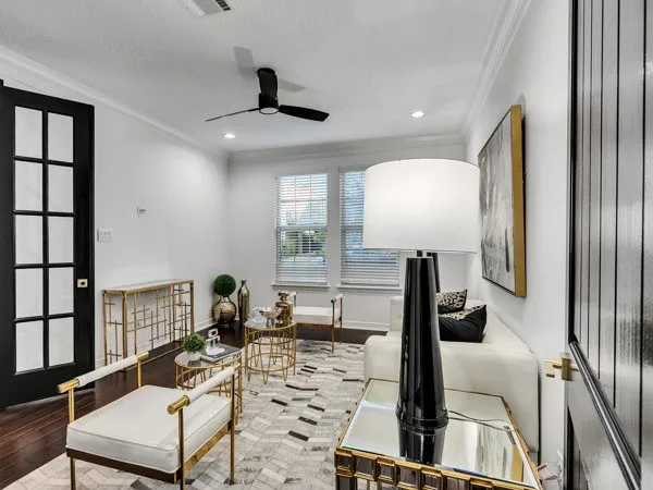 a living room with furniture