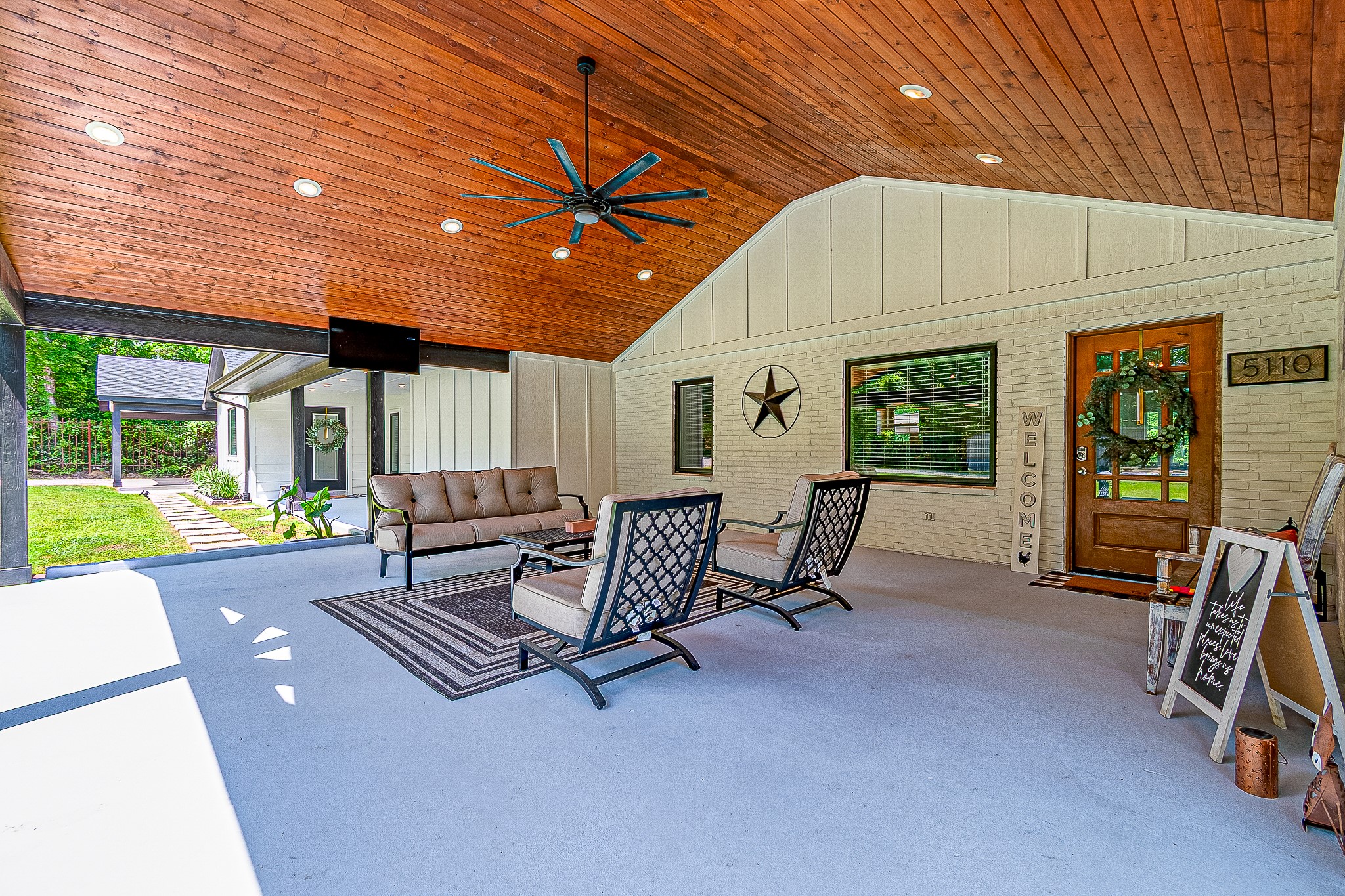 a outdoor space with patio furniture