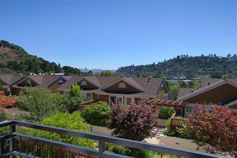 an aerial view of a house with a garden
