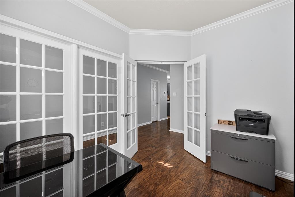 9633 Anns Way Plano, TX 75025 - Photo 6 of 37 a view of workspace with wooden floor and windows
