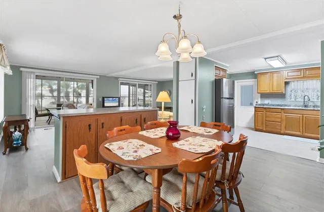 a view of a dining room and livingroom view