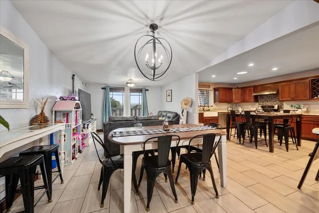a view of a dining area with furniture