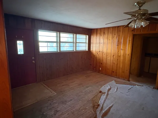 an empty room with a window