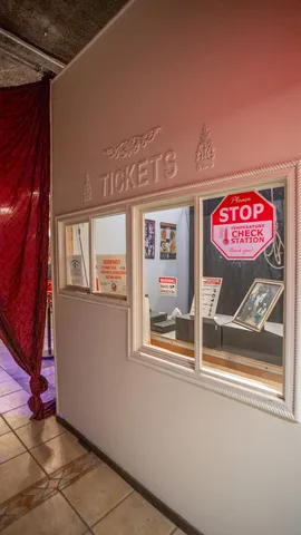a view of a street with an outdoor space