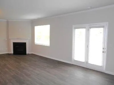 an empty room with windows